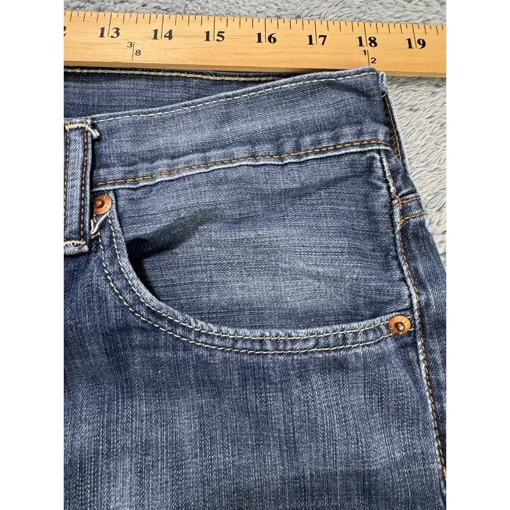 Levis 527 Jeans Men 36x32 Blue Slim Boot Distressed Whisker Denim Cowboy Western